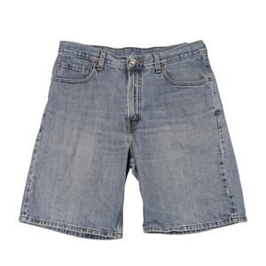 Levi's 550 Denim Shorts Relxaed Fit Wide Leg Light Blue Faded Jorts Size 34"